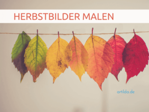 Herbstblätter in verschiedenen Farben aufgereiht an einem Band